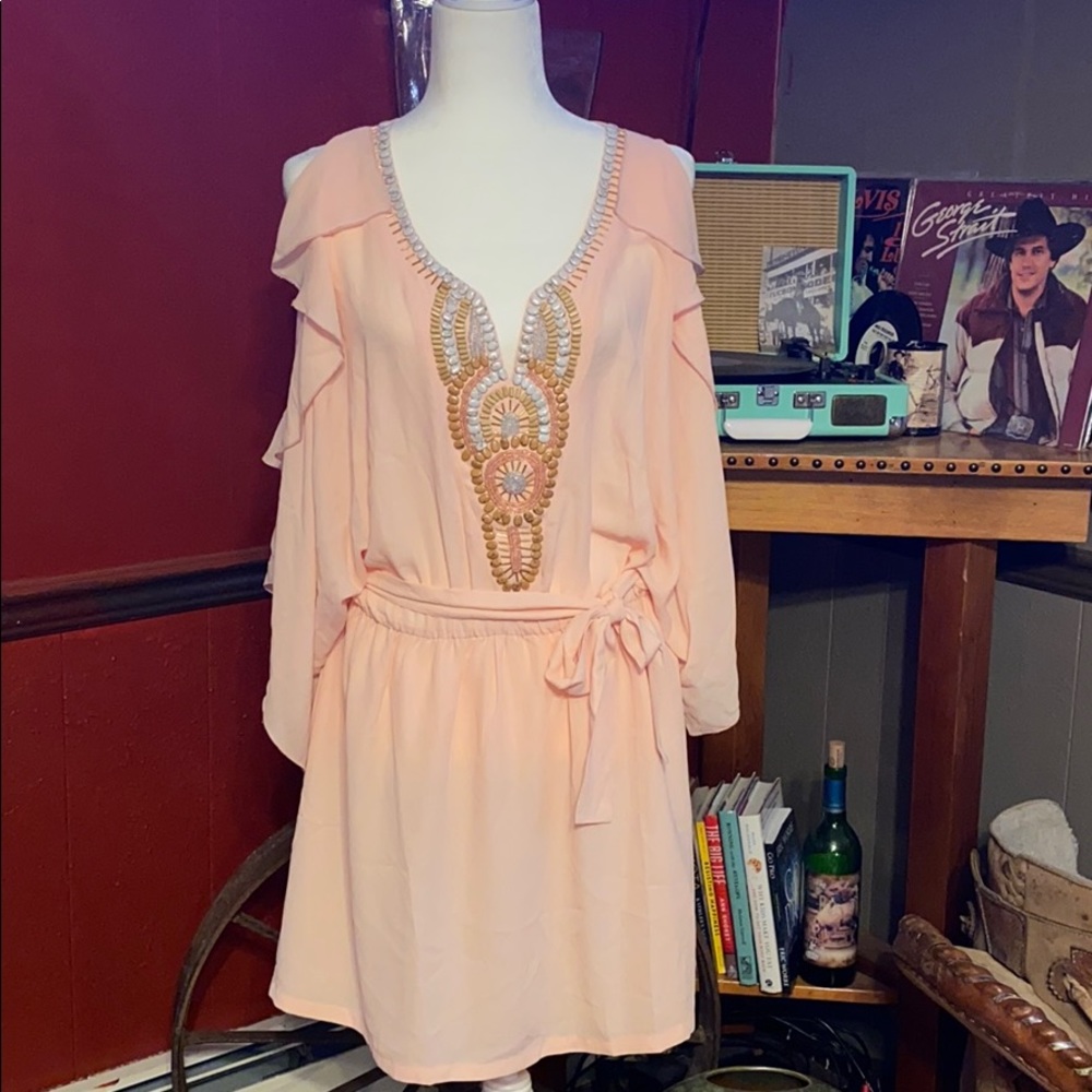 Stunning coral beaded dress